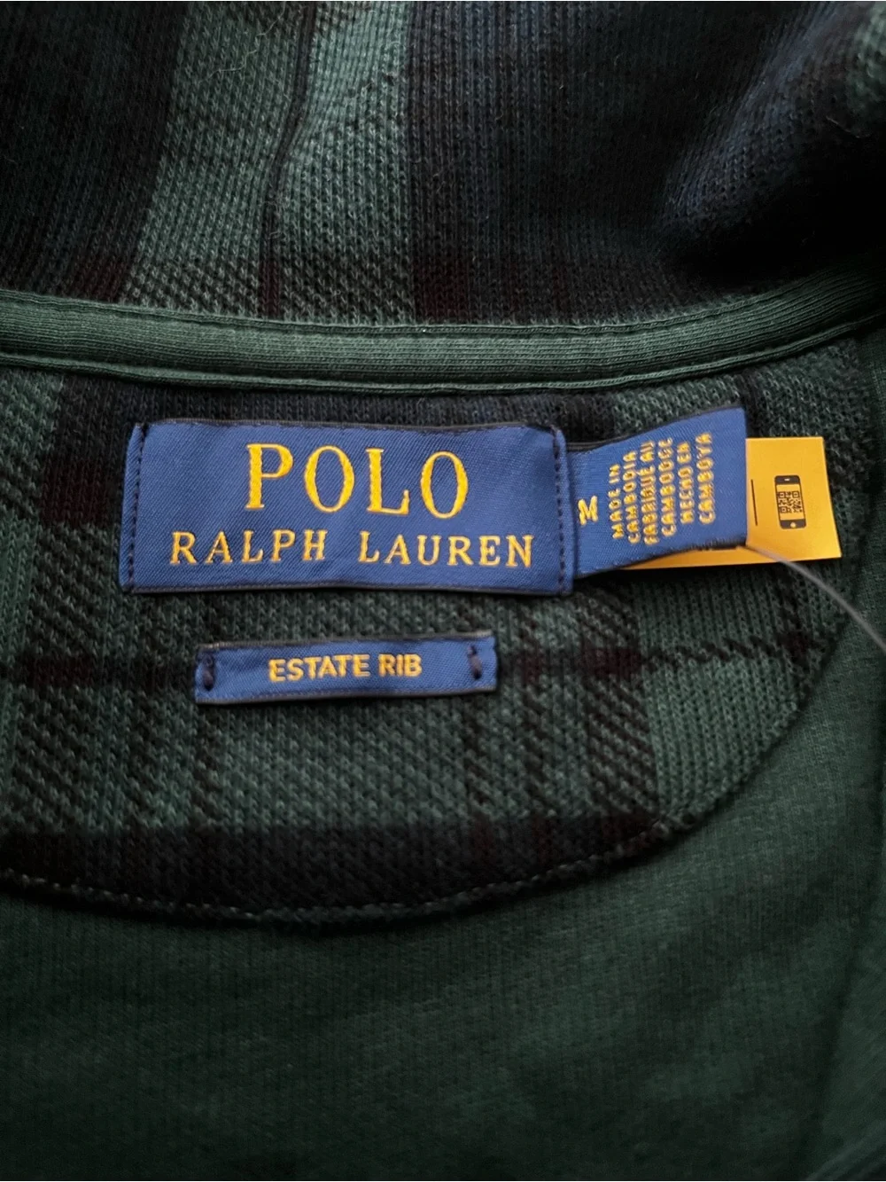 BNWT - Polo by Ralph Lauren - Green & Navy Plaid 1/4-Zip Sweater - Men’s Size M